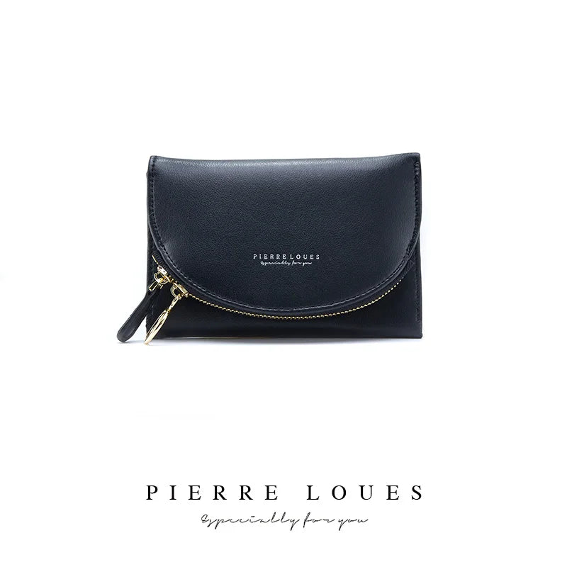 Ladies PU Leather Multifunctional Wallet with Zipper Buckle