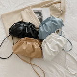 Women's Pleated Hobo Shoulder Bag Soft PU Handbag Solid Crossbody Bag