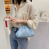 Women's Pleated Hobo Shoulder Bag Soft PU Handbag Solid Crossbody Bag