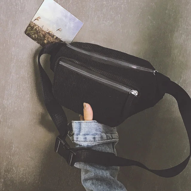 Women's Canvas Fanny Pack Street Money Banana Phone Chest Bag