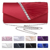 Diamond Ruffle Party Envelope Clutch Bag, red