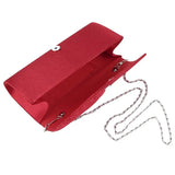 Diamond Ruffle Party Envelope Clutch Bag, red