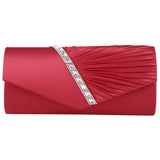Diamond Ruffle Party Envelope Clutch Bag, red