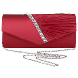 Diamond Ruffle Party Envelope Clutch Bag, red