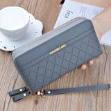 Women's Double Zipper Wallet Large High Capacity Purse PU Leather