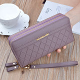 Women's Double Zipper Wallet Large High Capacity Purse PU Leather