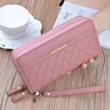 Women's Double Zipper Wallet Large High Capacity Purse PU Leather