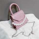 Pearl Travel Bag Mini PU Leather Shoulder Bags for Women