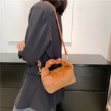 Ladies Small Plush Faux Fur Handbag Leather Handle Clutch Tote Purse