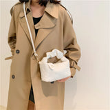 Ladies Small Plush Faux Fur Handbag Leather Handle Clutch Tote Purse