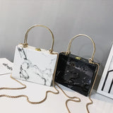 Marble Box Evening Clutch Handbag Chain Messenger Bag