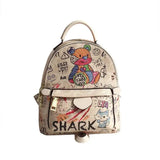 Women's PU Leather Mini Backpack Cartoon Shoulder Bag Multi-Function Small Bagpa