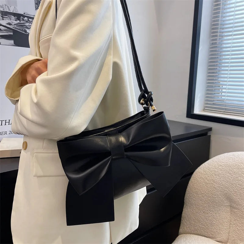 Women's Big Bowknot Shoulder Handbag Large Capacity Tote Bag