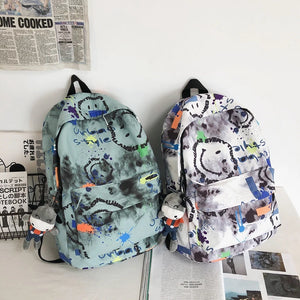 Ladies Graffiti Printed School Bag Backpack Large Capacity Handbag