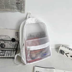 Transparent Mesh Nylon School Bag Backpack Large Capacity