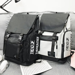 Canvas Stitching Contrast School Backpack Large Capacity Tote Bag