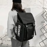 Canvas Stitching Contrast School Backpack Large Capacity Tote Bag