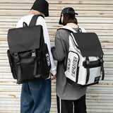 Canvas Stitching Contrast School Backpack Large Capacity Tote Bag