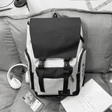 Canvas Stitching Contrast School Backpack Large Capacity Tote Bag