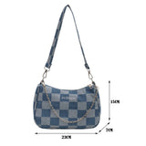 Denim Plaid Pattern Shoulder Bag Chain Handbag Women Girls Shopping
