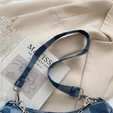 Denim Plaid Pattern Shoulder Bag Chain Handbag Women Girls Shopping