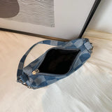 Denim Plaid Pattern Shoulder Bag Chain Handbag Women Girls Shopping