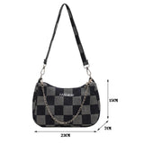 Denim Plaid Pattern Shoulder Bag Chain Handbag Women Girls Shopping