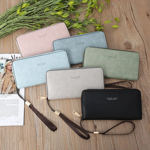 Women's Frosted Long Wallet PU Leather Clutch