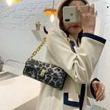 Cow Pattern Chain Shoulder Handbag Lock Shopping Travel Wallet Bag
