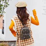Printed Waterproof Zipper Leather Backpack Student Messenger School Bag