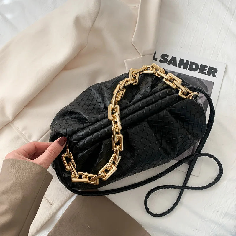 Ladies Thick Chain Messenger Handbag Casual Shoulder Bag