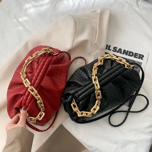 Ladies Thick Chain Messenger Handbag Casual Shoulder Bag