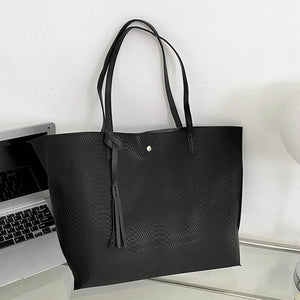 Fringed Leather Shoulder Bag Solid Color Large Capacity Crossbody Handbag