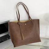 Fringed Leather Shoulder Bag Solid Color Large Capacity Crossbody Handbag