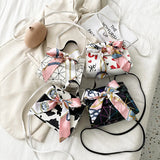 Crocodile Pattern Silk Scarf Messenger Bag with Lock Buckle