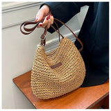 Summer Straw Crossbody Bag for Women, Beach Holiday Woven Shoulder Handbag