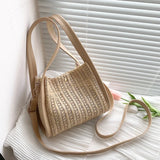 Summer Straw Crossbody Bag Women Casual Holiday Shopping Woven Shoulder Handbag