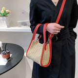 Summer Straw Crossbody Bag Women Casual Holiday Shopping Woven Shoulder Handbag