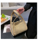 Summer Straw Crossbody Bag Women Casual Holiday Shopping Woven Shoulder Handbag