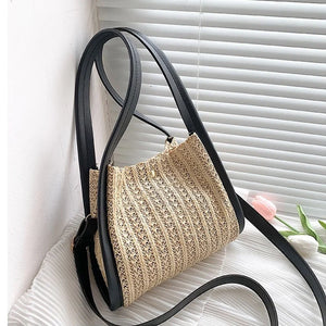 Summer Straw Crossbody Bag Women Casual Holiday Shopping Woven Shoulder Handbag