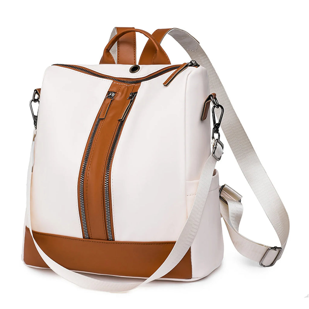 Leather Shoulder Backpack Tan for Girls