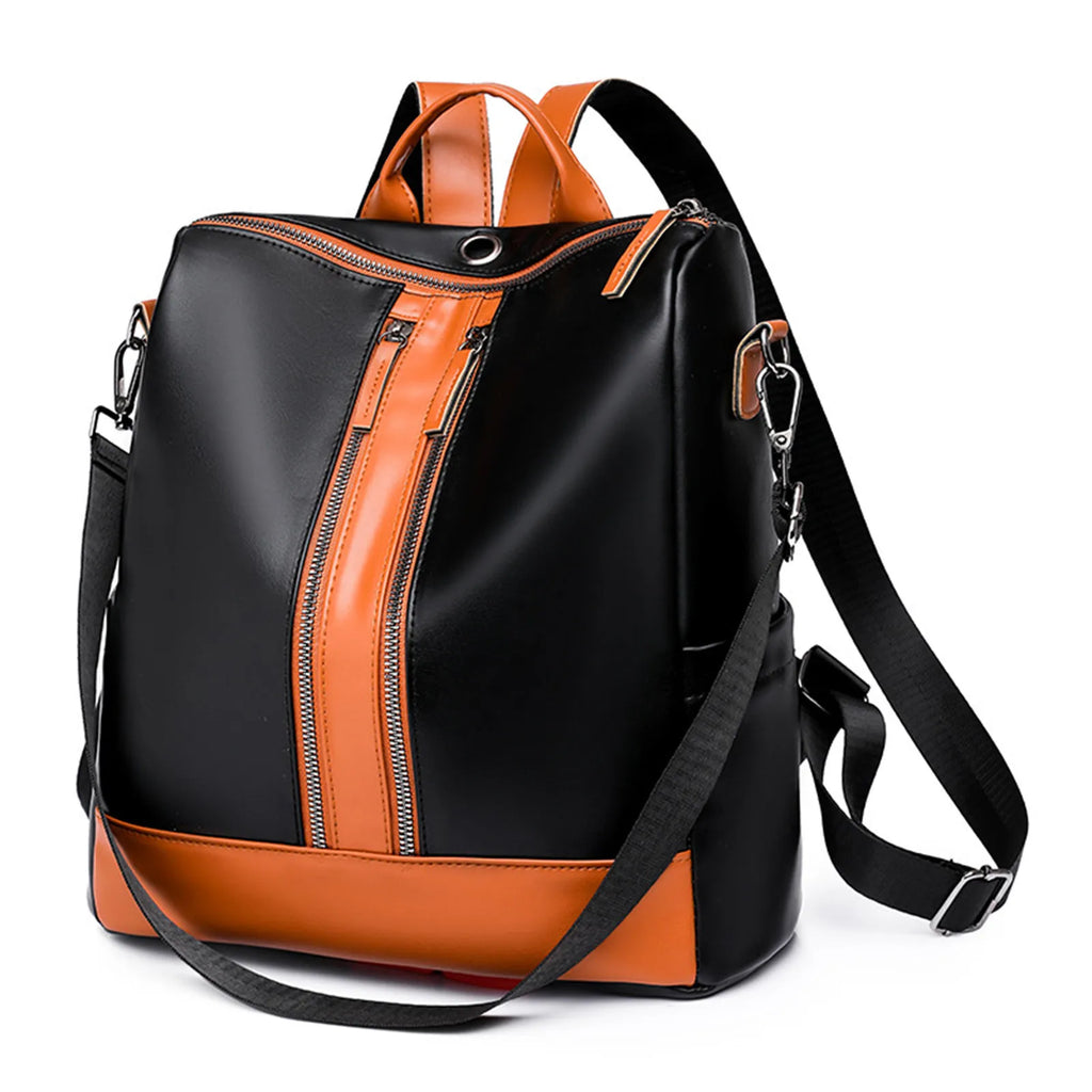 Leather Shoulder Backpack Tan for Girls