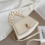 Retro Woven Lock Buckle Shoulder Handbag with Detachable Strap