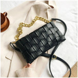 Woven Thick Chain Handbag Zipper Shoulder Strap Messenger Bag