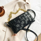 Woven Thick Chain Handbag Zipper Shoulder Strap Messenger Bag