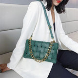 Woven Thick Chain Handbag Zipper Shoulder Strap Messenger Bag