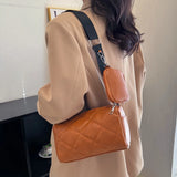 Women's Shoulder Bag with Small Purse PU Crossbody Bag Diamond Lattice