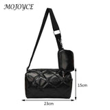 Women's Shoulder Bag with Small Purse, Diamond Lattice Design