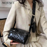 Women's Shoulder Bag with Small Purse, Diamond Lattice Design