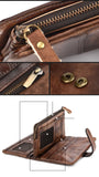 Vintage Wax Oil Skin Long Wallet Men Women Leather Notecase